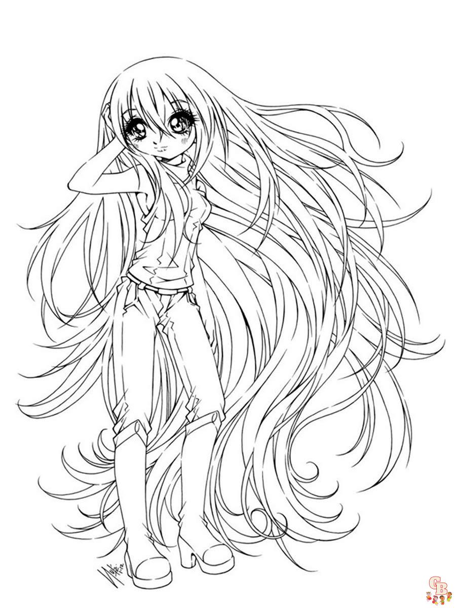 Free printable anime girl coloring pages by