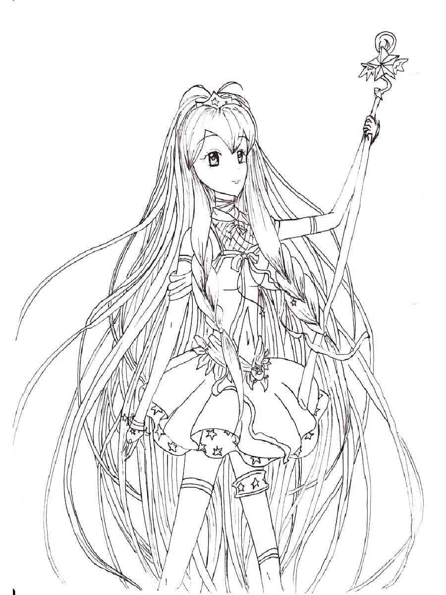 Download a drawing of an anime girl with long hair