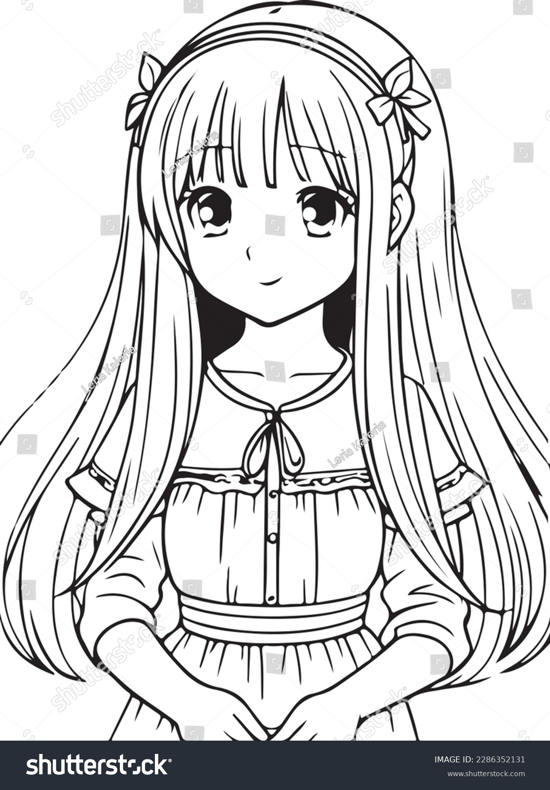 Anime girl smiling vector coloring children stock vector royalty free