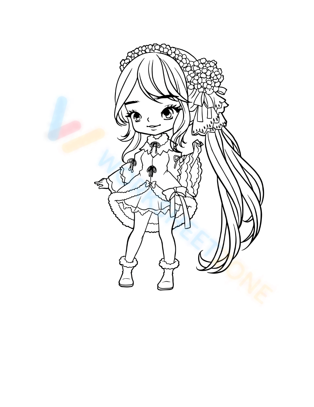 Little girl with long hair worksheet