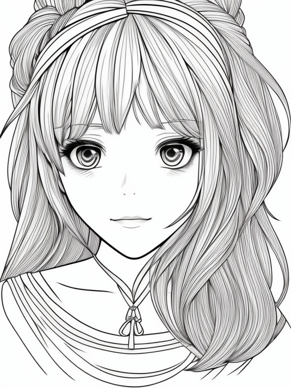 Cute girl coloring page thick lin
