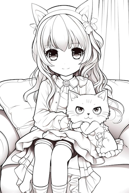 Page cute girl coloring page images