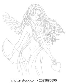 Coloring pages stylized on anime girls stock illustration