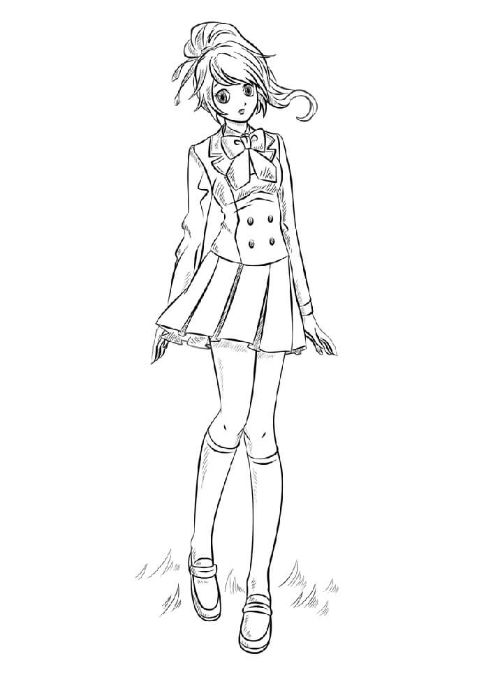 Pretty anime girl coloring page