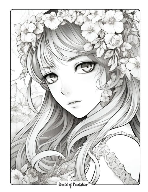Anime coloring pages for kids adults