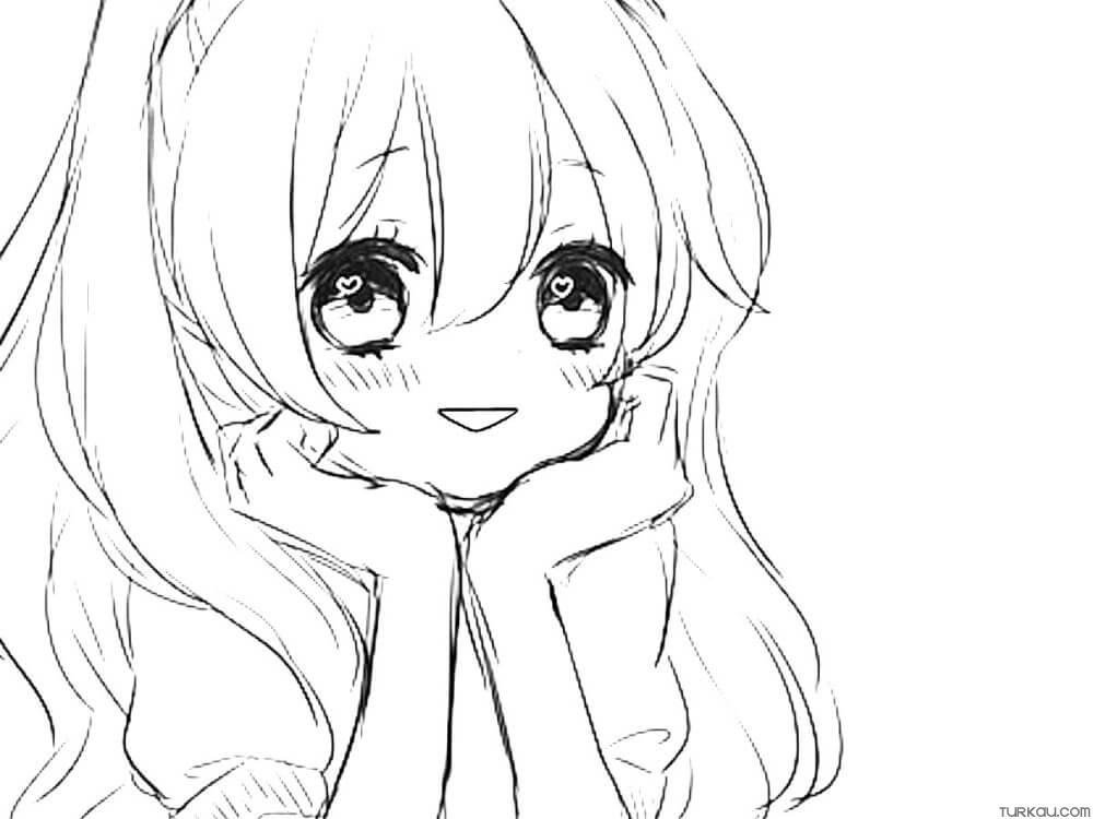 Anime girl coloring page for girls