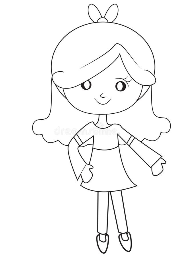Girl with a long hair coloring page stock illustration