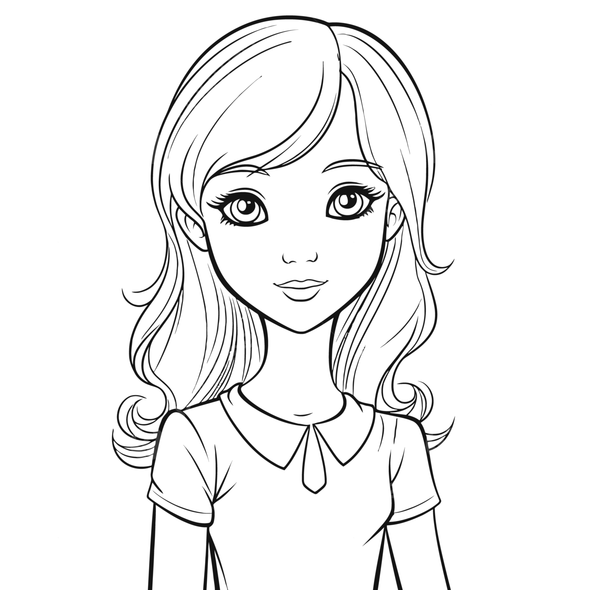 Drawing of a girl with long hair coloring pages for girls outline sketch vector wing drawing girl drawing ring drawing png and vector with transparent background for free download