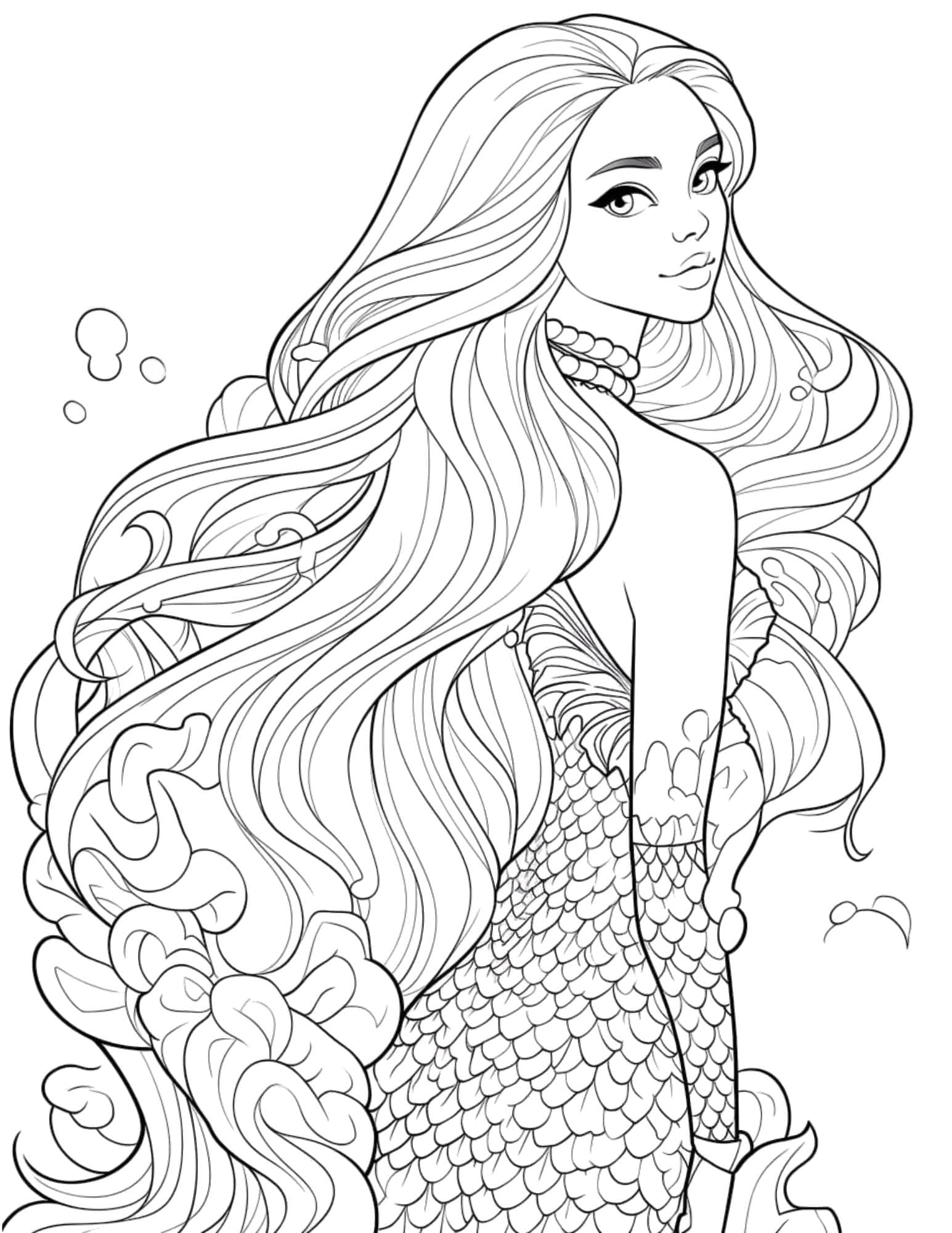 Mermaid coloring pages for kids and adults