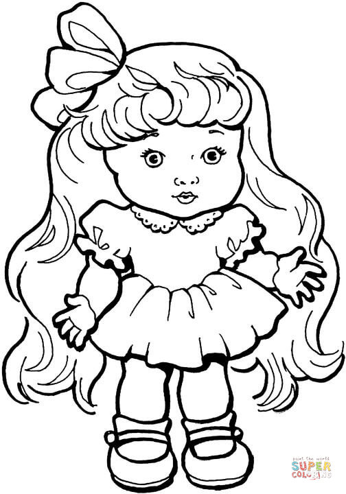 Doll with nice long hair coloring page free printable coloring pages