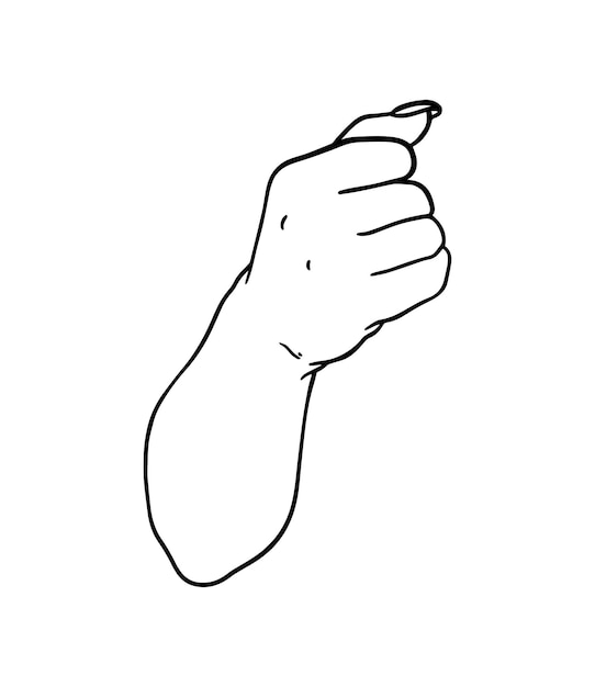 Premium vector female hand with long nails manicure doodle linear cartoon coloring book