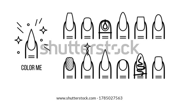 Color me fingernail artist template coloring stock vector royalty free