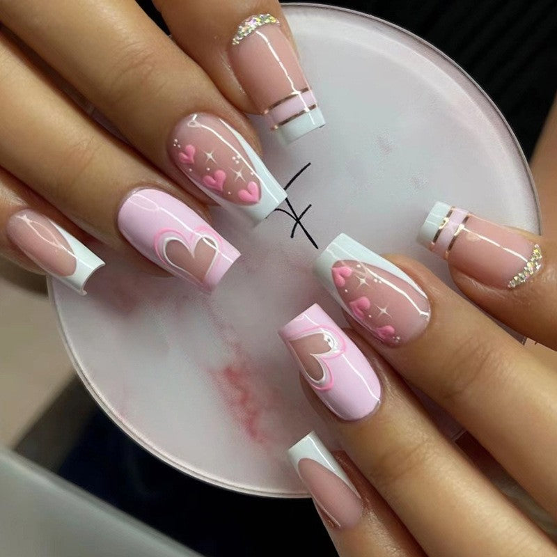 Coloring book medium coffin pink abstract press on nails â