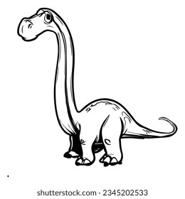 Cute long neck dinosaur coloring page stock vector royalty free