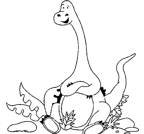 Seated diplodocus coloring page