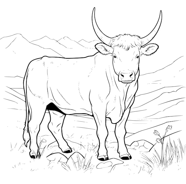 Premium vector cattle coloring pages for kids