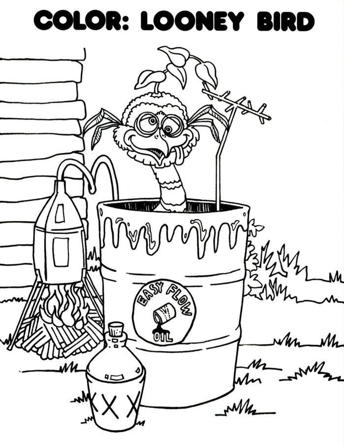Looney bird coloring sheet showbiz pizza chuck e cheese pizza coloring page