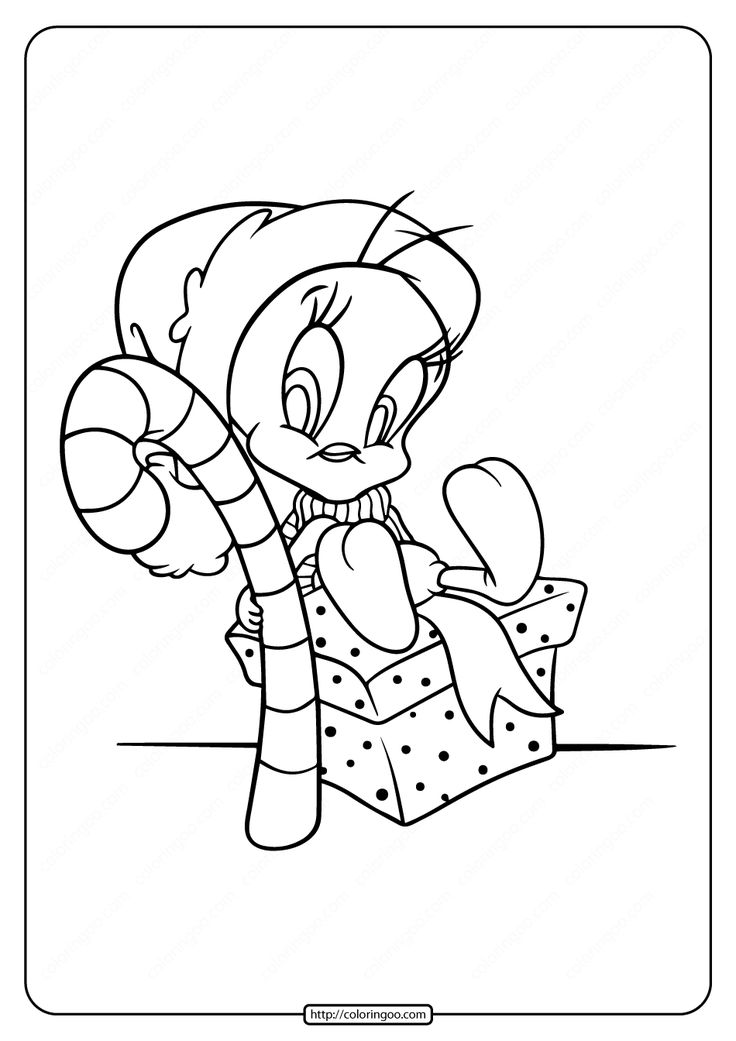 Tweety christmas present candy cane coloring pages candy cane coloring page coloring pages christmas characters