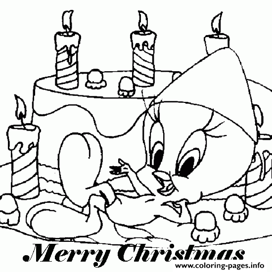 Tweety looney tunes s christmasce coloring page printable