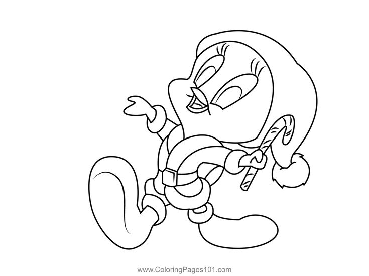 Tweety bird wear santa dress coloring page pãginas para colorear de navidad pãginas para colorear disney pãginas para colorear