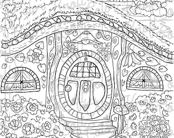 A hobbits home in the hobbit hole coloring page download printable coloring page