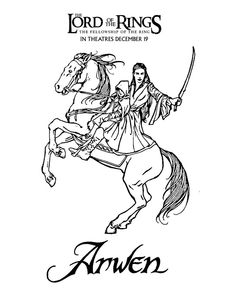 Lotr fotr arwen coloring page lotr fellowship of the ring coloring pages