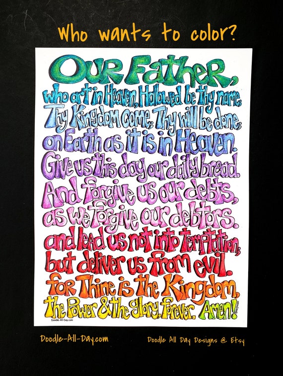 The lords prayer coloring page coloring sheet scripture coloring bible verse to color matthew