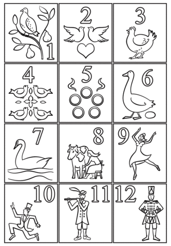 Image result for coloring pages of the days of christmas days of christmas song christmas coloring pages christmas colors