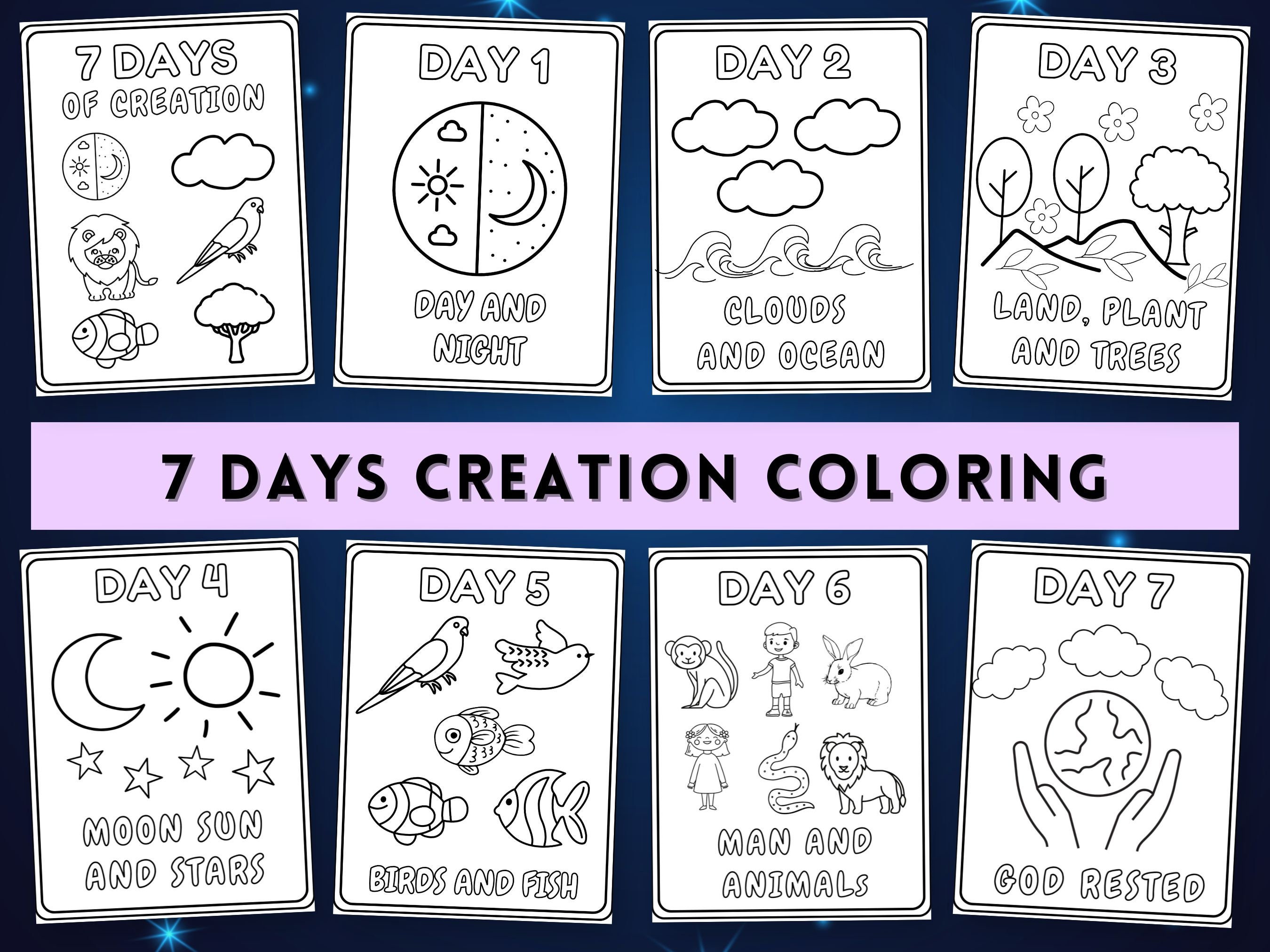 Dãas de la creaciãn para colorear pãginas para colorear de los dãas de la creaciãn hojas para colorear de los dãas de la creaciãn actividades bãblicas imprimibles para niãos escuela dominical