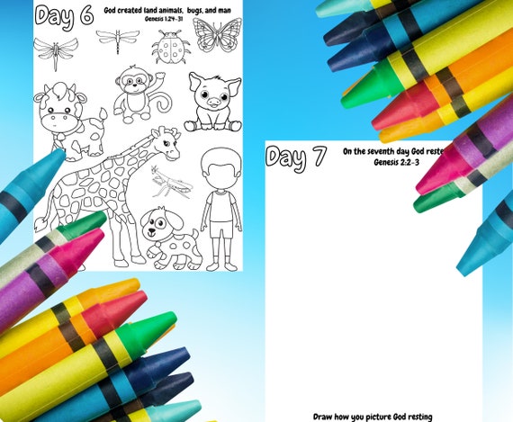 Pãginas para colorear de los dãas de la creaciãn actividad para colorear de la historia bãblica descarga digital instantãnea hoja para colorear de los dãas de la creaciãn