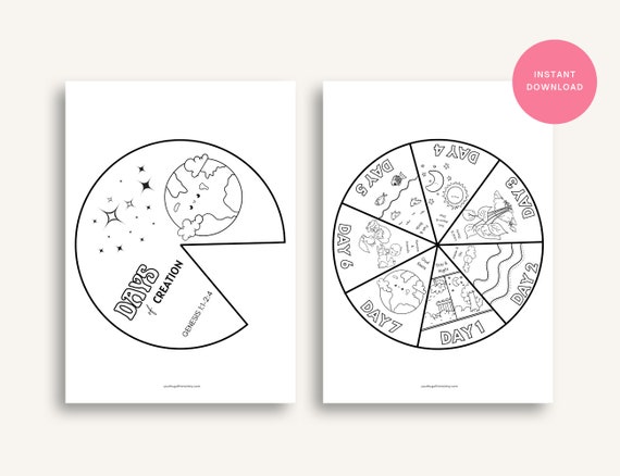 Rueda para colorear de los dãas de la creaciãn actividad de la escuela dominical descarga digital