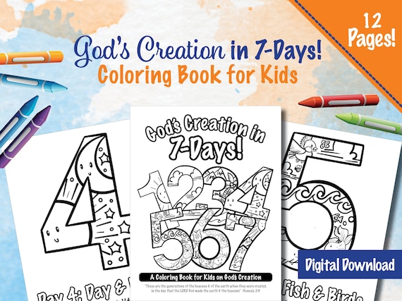 Un libro para colorear para niãos sobre la creaciãn de dios en dãas descarga digital pãginas tema bãblico kjv