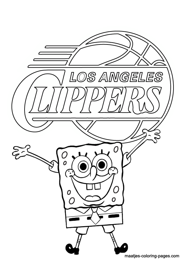 Los angeles clippers and spongebob nba coloring pages