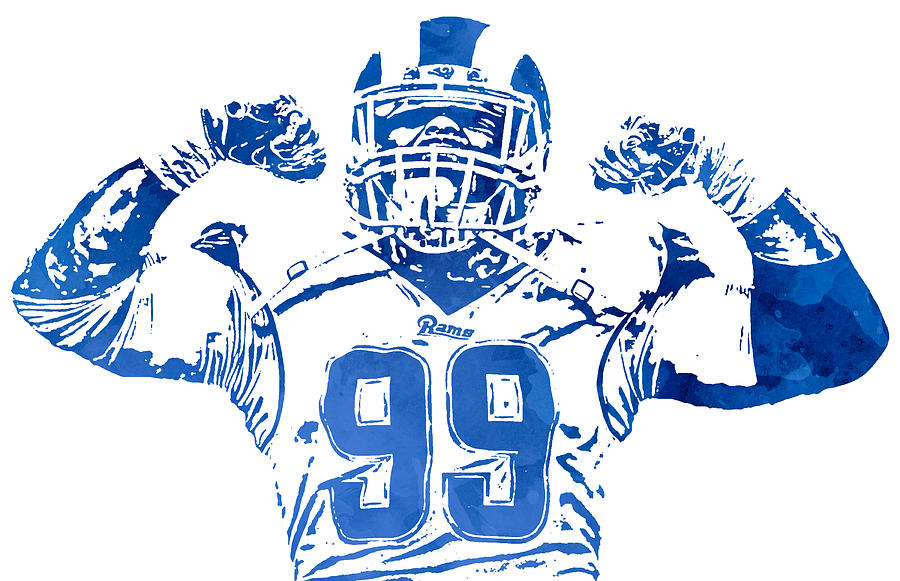 Aaron donald los angeles rams watercolor strokes pixel art mixed media by joe hamilton