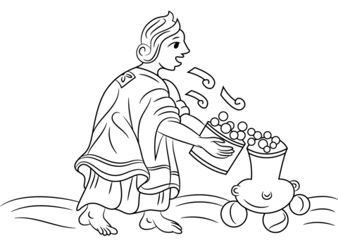 Aztec woman blowing on maize coloring page free printable coloring pages