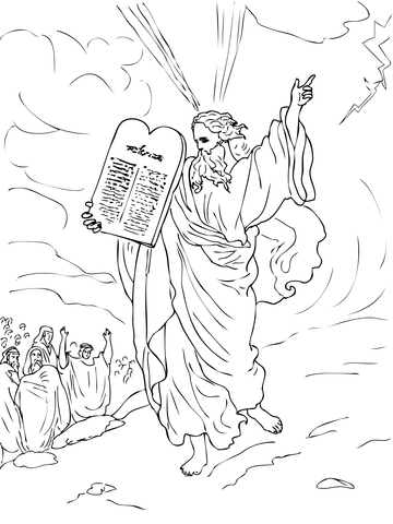 Moses es down from mount sinai with ten mandments coloring page free printable coloring pages
