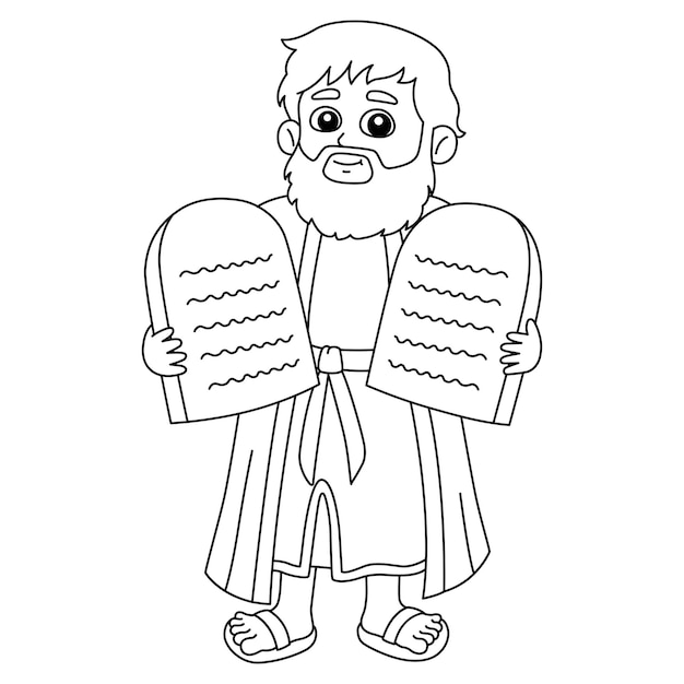 Premium vector moses with mandments isolated coloring page