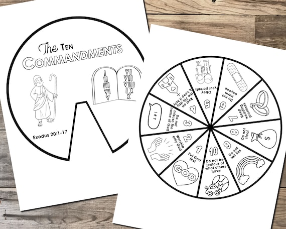 Rueda para colorear de los diez mandamientos actividad bãblica imprimible acuarela lecciãn bãblica para niãos juego de memoria escuela dominical