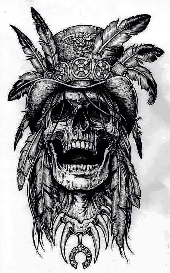 Imagen de calaveras para dibujar a lapiz bienvenidos a continuaciãn veremos una colecciãn de imãgen qâ indian skull tattoos death tattoo skull tattoo dign