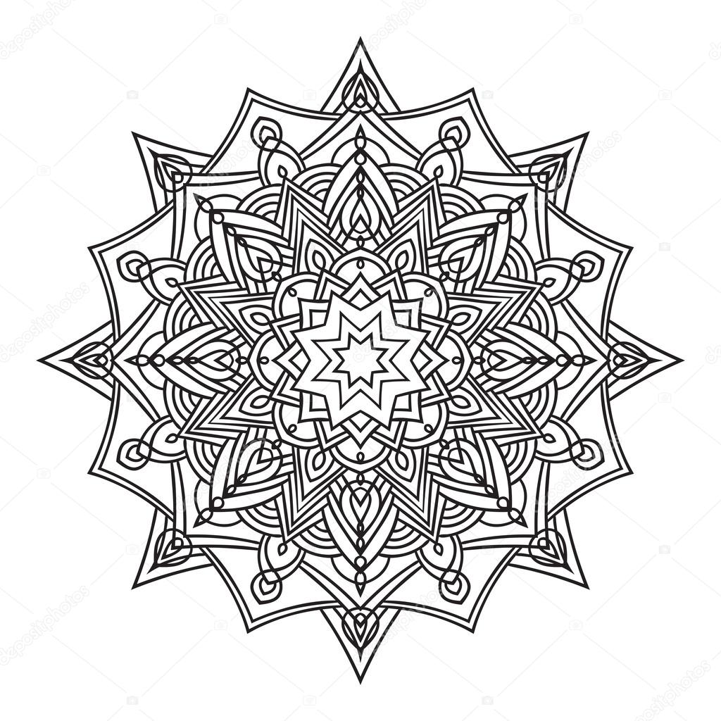 Elemento de mandala adornado dibujo a mano en estilo oriental vector de stock por zzayko