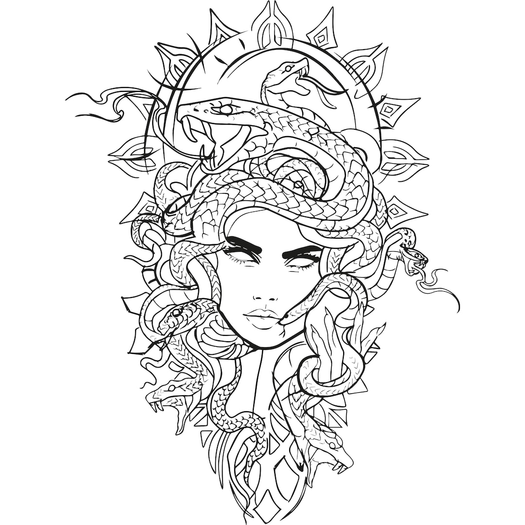 Medusa svg diseão de tatuaje especial diseão de tatuaje de medusa diseão de tatuaje de mitologãa griega diseão de tatuaje de serpientes snake svg