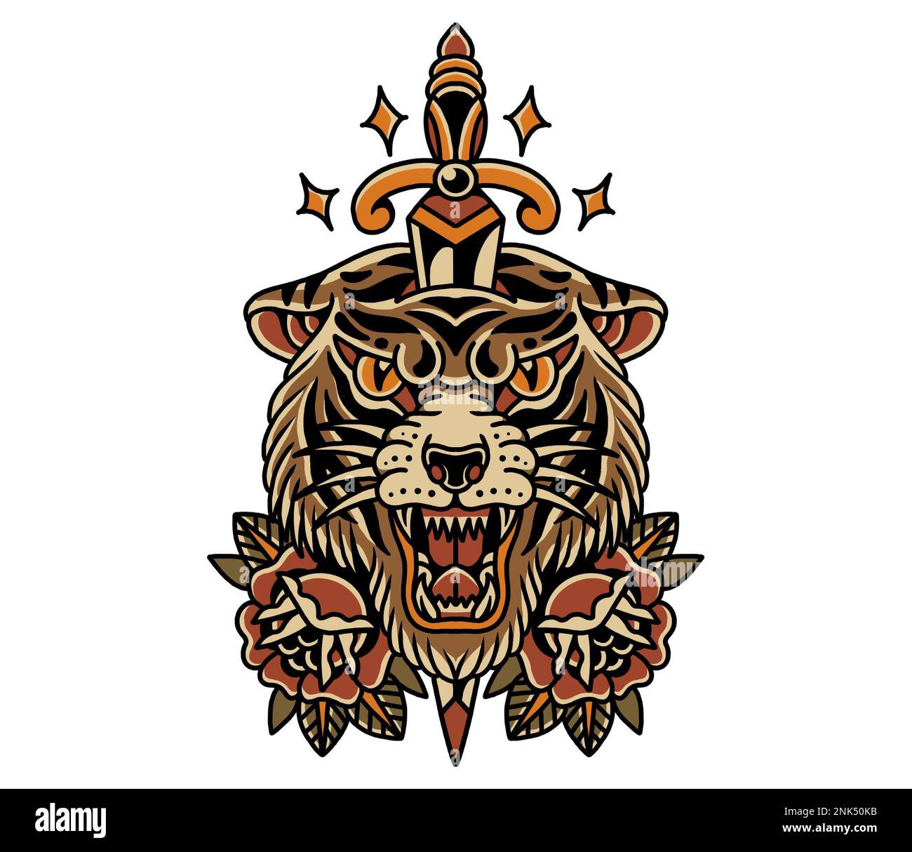 Arte del tatuaje del tigre fotografãas e imãgen de alta roluciãn