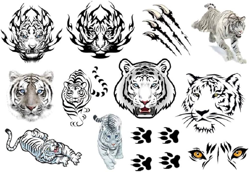 Temporary tattoos collection collezione di tatuaggi temporanei tatuaje de tigre blanco white tiger tattoo belleza