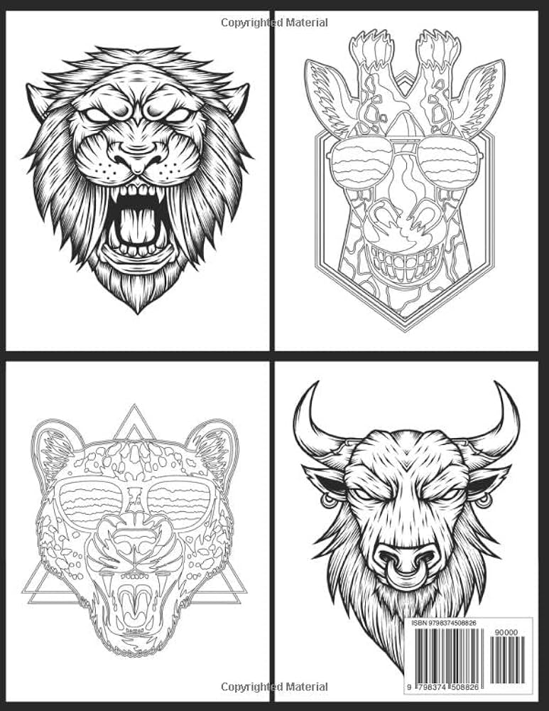 Tattoo adult coloring book the ultimate collection of amazing animal tattoo designs for stress relieving and relaxation volume tattoo coloring books press steam mill libros