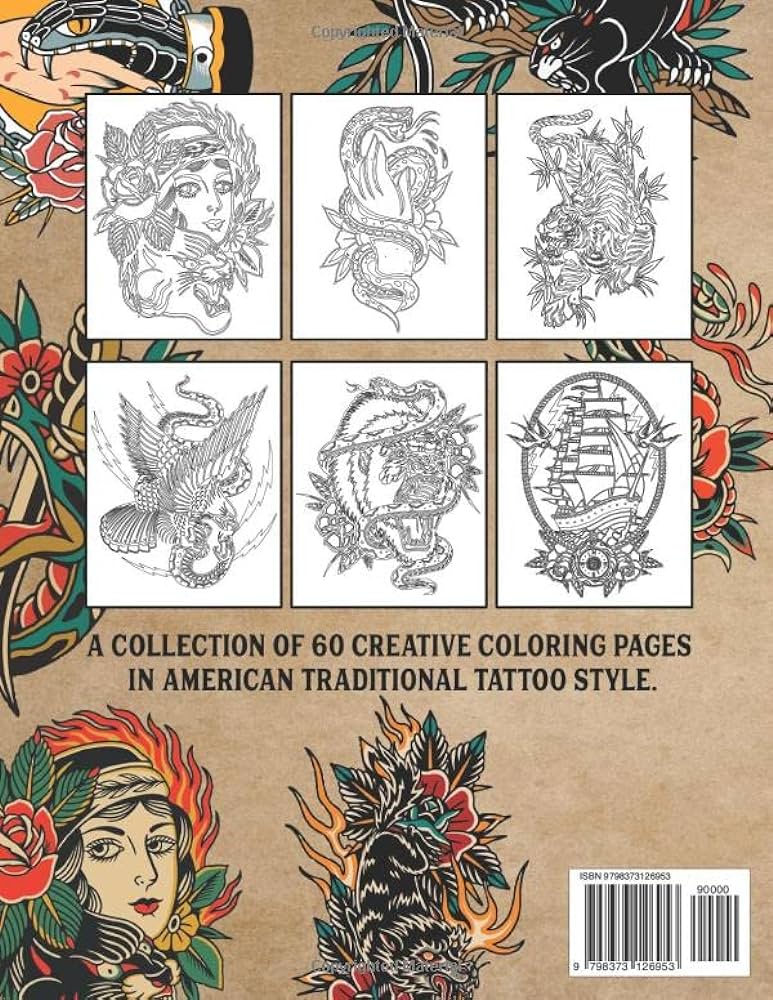 American traditional tattoo coloring book rebellious design for adults press indigo libros