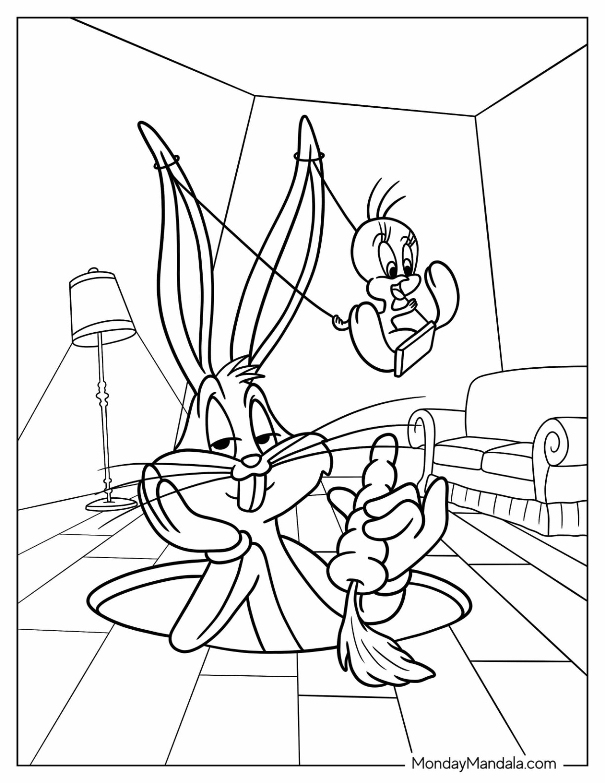 Bugs bunny coloring pages free pdf printables