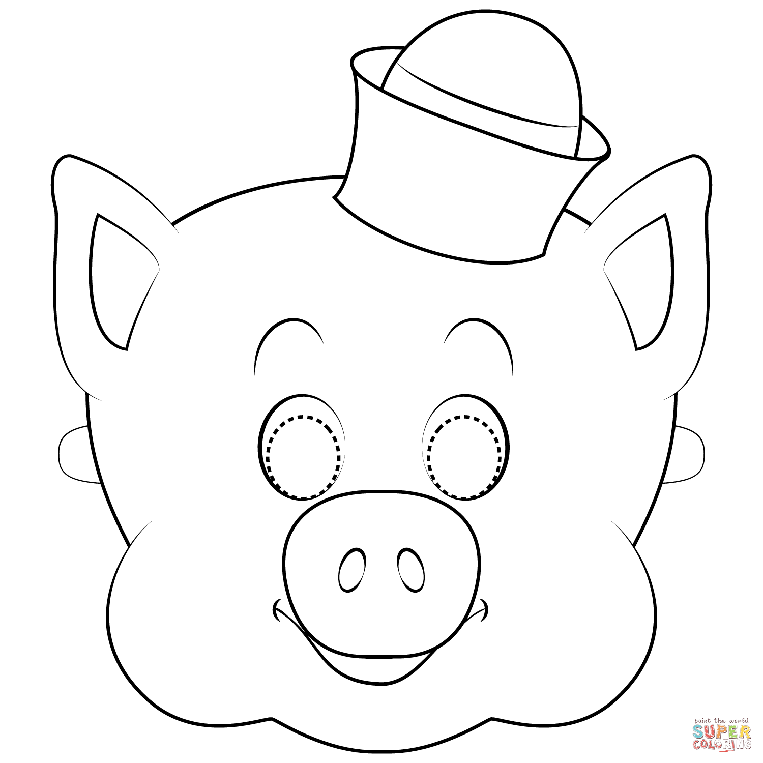 Little pigs mask coloring page free printable coloring pages