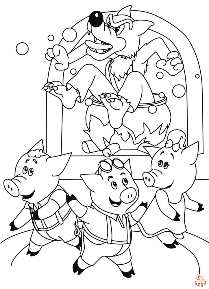 Get creative with three little pigs coloring pages