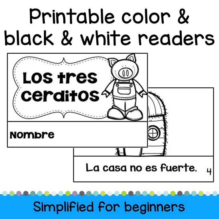 Los tres cerditos spanish fairy tale reader easy beginning mini book made by teachers