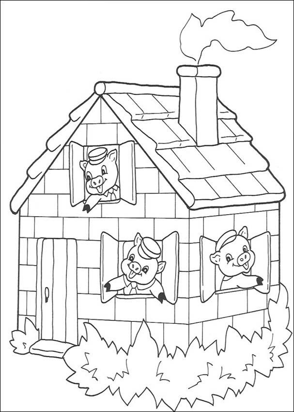 The three little pigs coloring book house to print and online